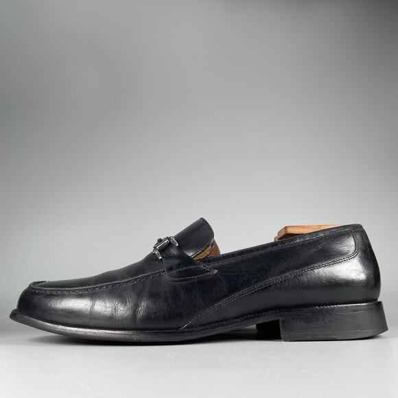 G.H. Bass Pinho Men’s 10 M Black Leather Slip On Lincoln Bit Loafer Dress Shoes - Picture 1 of 9